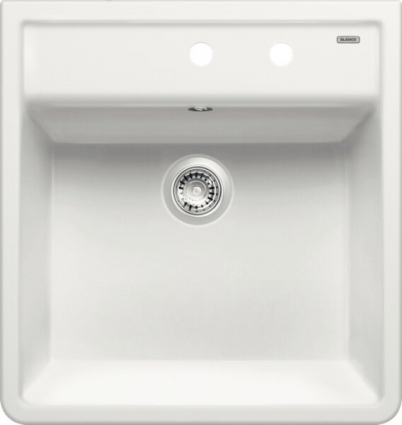 Мойка кухонная Blanco Panor 514501 белая глянцевая, два отверстия, квадратная, 60x63 см