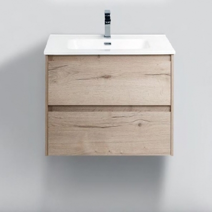 Тумба с раковиной BelBagno Kraft 60 rovere galifax bianco, подвесная, с ящиками