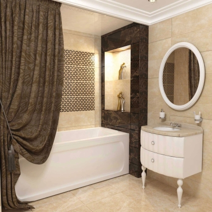 Штора для ванной Aima Design У37614 270x240, двойная, коричневая в стиле ретро