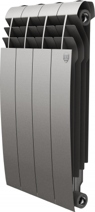 Радиатор биметаллический Royal Thermo BiLiner 350 Silver Satin VR, 4 секции, серый, 32x8.3x43.1 см