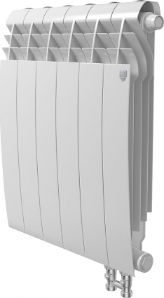 Радиатор биметаллический Royal Thermo BiLiner 500 VR 6 секций, bianco traffico, на площадь 10 кв.м., белый, 48x8.7x57.4 см