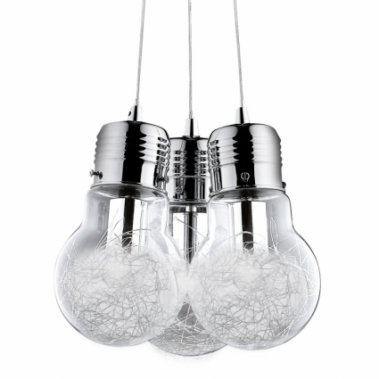 Подвесная люстра Ideal Lux Luce Max SP3 в стиле лофт, цвет хром, мощность 180 Вт