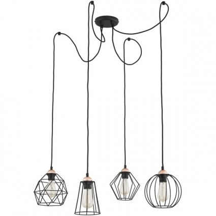 Подвесная люстра TK Lighting 1646 Galaxy 4 в стиле лофт, цвет черный