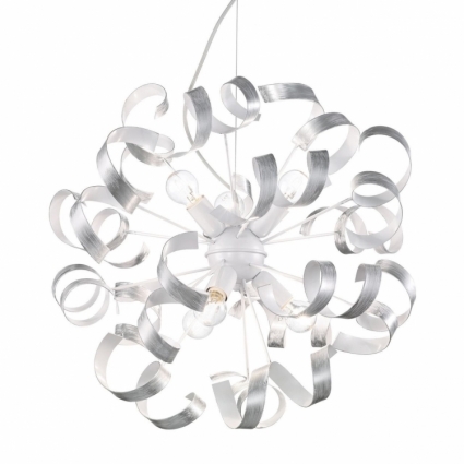 Подвесная люстра Ideal Lux Vortex SP6 Argento в стиле Хай-тек, цвет серебро