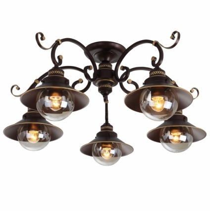 Потолочная люстра Arte Lamp 7 A4577PL-5CK в морском стиле, цвет коричневый