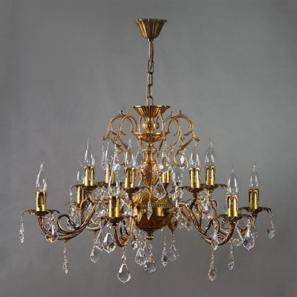 Подвесная люстра Ambiente Alicante 8888/6+6 AB Leaf Crystal в классическом стиле, цвет бронза