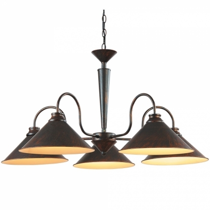 Подвесная люстра Arte Lamp Cone A9330LM-5BR в стиле лофт, цвет коричневый