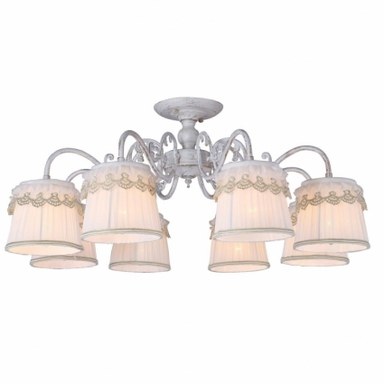 Потолочная люстра Arte Lamp Merletto A5709PL-8WG в стиле прованс, цвет белый