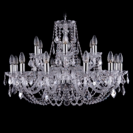 Подвесная люстра Bohemia Ivele 1406/12+6/300/Ni/Leafs в классическом стиле, цвет матовый никель