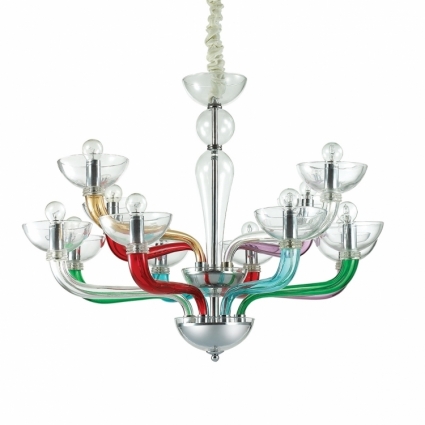 Подвесная люстра Ideal Lux Casanova SP12 Color в современном стиле, цвет разноцветный