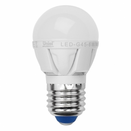 Лампа светодиодная E27 7W 3000K шар матовый LED-G45-7W/WW/E27/FR PLP01WH