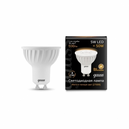 Gauss Лампа cветодиодная GU10 5W 2700K полусфера матовая 101506105 цвет белый