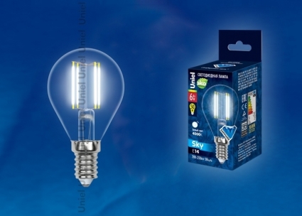 Uniel Лампа светодиодная (UL-00001371) E14 6W 4000K шар прозрачный LED-G45-6W/NW/E14/CL PLS02WH цвет прозрачный