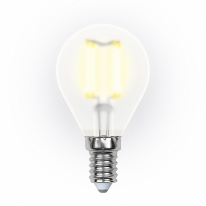 Uniel Лампа светодиодная (UL-00000303) E14 6W 3000K шар матовый LED-G45-6W/WW/E14/FR PLS02WH цвет прозрачный