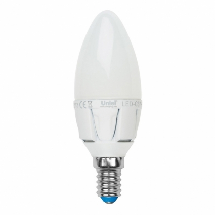 Uniel Лампа светодиодная (UL-00000767) E14 7W 4500K свеча матовая LED-C37-7W/NW/E14/FR PLP01WH цвет белый