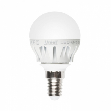 Uniel Лампа светодиодная (08138) E14 6W 4500K шар матовый LED-G45-6W/NW/E14/FR ALM01WH