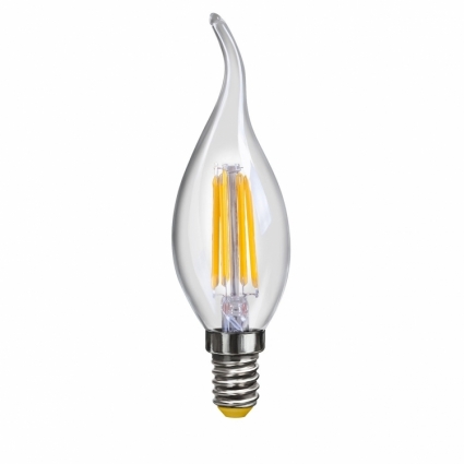 Voltega Лампа светодиодная E14 4W 2800К свеча на ветру прозрачная VG10-CW1E14warm4W-F 7004 цвет прозрачный