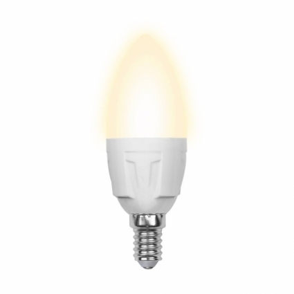Volpe Лампа светодиодная (10214) E14 6W 3000K свеча матовая LED-C37-6W/WW/E14/FR/O цвет белый