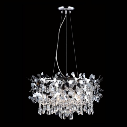 Подвесной светильник Crystal Lux Romeo SP6 Chrome D600 в стиле арт-деко, цвет хром