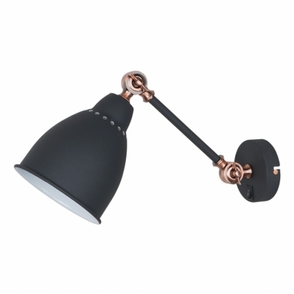Спот Arte Lamp Braccio A2054AP-1BK в стиле лофт, цвет черный, мощность 60 Вт