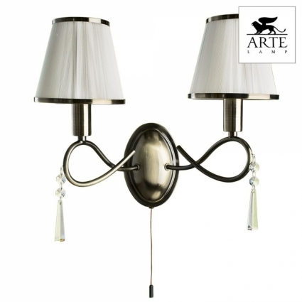 Бра Arte Lamp Logico A1035AP-2AB в стиле арт-деко, цвет белый, мощность 80 Вт