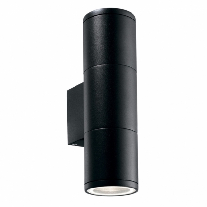 Уличный настенный светильник Ideal Lux Gun AP2 Small Nero в современном стиле, цвет черный