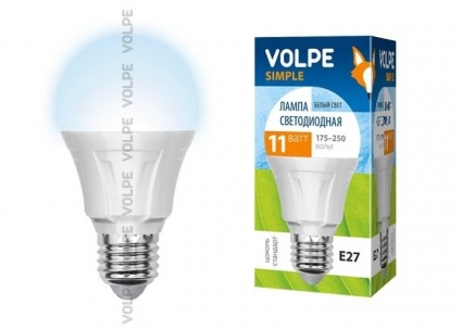 Volpe Лампа светодиодная (09453) E27 11W 4500K груша матовая LED-A60-11W/NW/E27/FR/S цвет белый