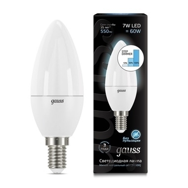 Gauss Лампа светодиодная диммируемая E14 7W 4100K свеча матовая 103101207-S цвет белый