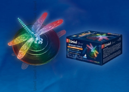 Светильник на солнечных батареях (07293) Uniel USL-S-106/PT075 Magic Dragonfly в современном стиле, цвет разноцветный