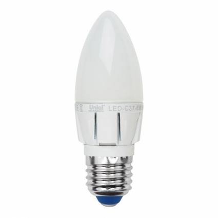 Uniel Лампа светодиодная диммируемая (08689) E27 6W 4500K свеча матовая LED-C37-6W/NW/E27/FR/DIM