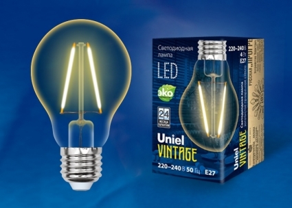 Uniel Лампа светодиодная (UL-00002355) E27 6W 2250K свеча прозрачная LED-A60-6W/GOLDEN/E27 GLV21GO цвет прозрачный