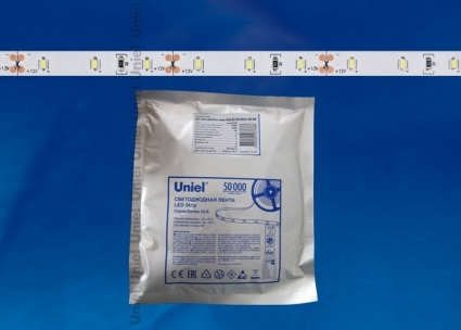 Светодиодная лента Uniel (11051) 5M белый 30W ULS-3014-60LED/m-6mm-IP20-DC12V-6W/m-5M-DW в современном стиле, цвет белый