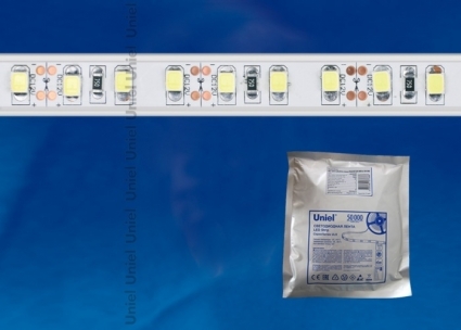 Светодиодная лента Uniel (11044) 5M белый 96W ULS-2835-120LED/m-10mm-IP68-DC12V-19,2W/m-5M-DW, в современном стиле, цвет белый