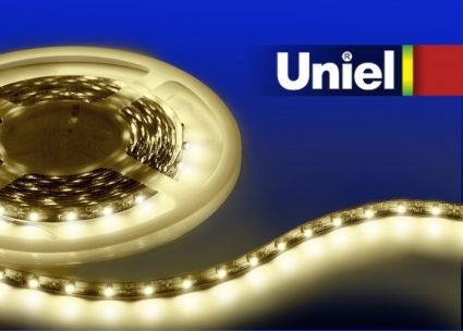 Светодиодная лента Uniel (04901) 3M теплый белый 14.4W ULS-3528-60LED/m-8mm-IP20-DC12V-4,8W/m-3M-WW, в современном стиле, цвет белый