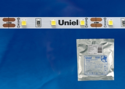 Светодиодная лента Uniel (UL-00000875) 5M белый 30W ULS-2835-60LED/m-8mm-IP20-DC12V-6W/m-5M-WW в современном стиле, цвет белый