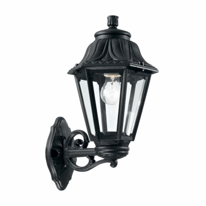 Уличный настенный светильник Ideal Lux Anna AP1 Big Nero в классическом стиле, цвет черный