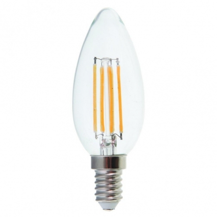 Лампа светодиодная E14 6,5W 4000K свеча прозрачная LC-CDCL-6.5/E14/840 L213, цвет прозрачный