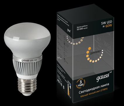 Gauss Лампа светодиодная зеркальная E27 5W 2700К груша матовая EB106102105 цвет белый