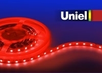 Светодиодная лента Uniel (04935) 5M красный 72W ULS-5050-60LED/m-10mm-IP33-DC12V-14,4W/m-5M-RED, в современном стиле, цвет белый