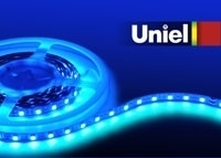 Светодиодная лента Uniel (04817) 5M синий 72W ULS-5050-60LED/m-10mm-IP20-DC12V-14,4W/m-5M-BLUE, в современном стиле, цвет белый