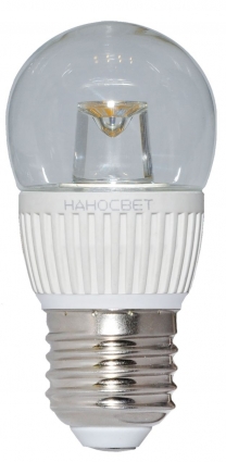Наносвет Лампа светодиодная E27 5W 2700K шар прозрачный LC-P45CL-5/E27/827 L143 цвет прозрачный