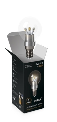 Gauss Лампа светодиодная E14 3W 2700K шар прозрачный HA105201103
