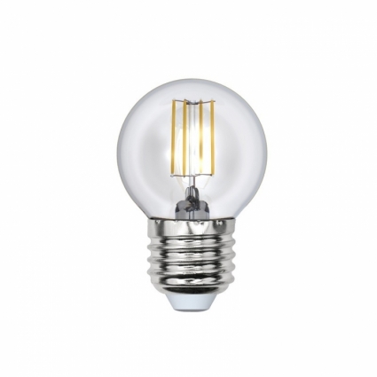 Uniel Лампа светодиодная (UL-00000196) E27 6W 3000K шар прозрачный LED-G45-6W/WW/E27/CL