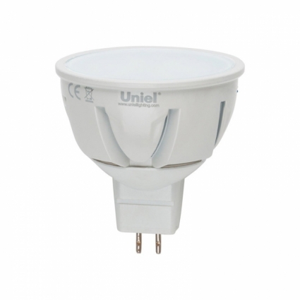 Uniel Лампа светодиодная (UL-00000696) GU5.3 5W 3000K полусфера матовая LED-JCDR-5W/WW/GU5.3/FR/DIM цвет белый, с диммером