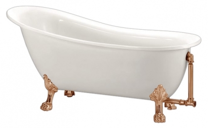 Акриловая ванна BelBagno BB06-1700-BRN ножки бронза овальная,  в стиле ретро