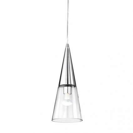 Подвесной светильник Ideal Lux Cono SP1 Cromo в современном стиле, цвет прозрачный