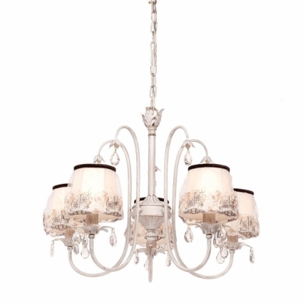 Подвесная люстра Silver Light Laura 718.51.5 в стиле прованс, цвет белый
