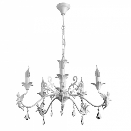 Подвесная люстра Arte Lamp Angelina A5349LM-5WH в стиле прованс, цвет белый