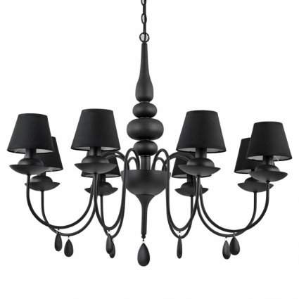 Подвесная люстра Ideal Lux Blanche SP8 Nero в стиле арт-деко, цвет черный