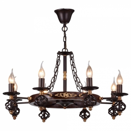 Подвесная люстра Arte Lamp Cartwheel A4550LM-8CK в морском стиле, цвет коричневый